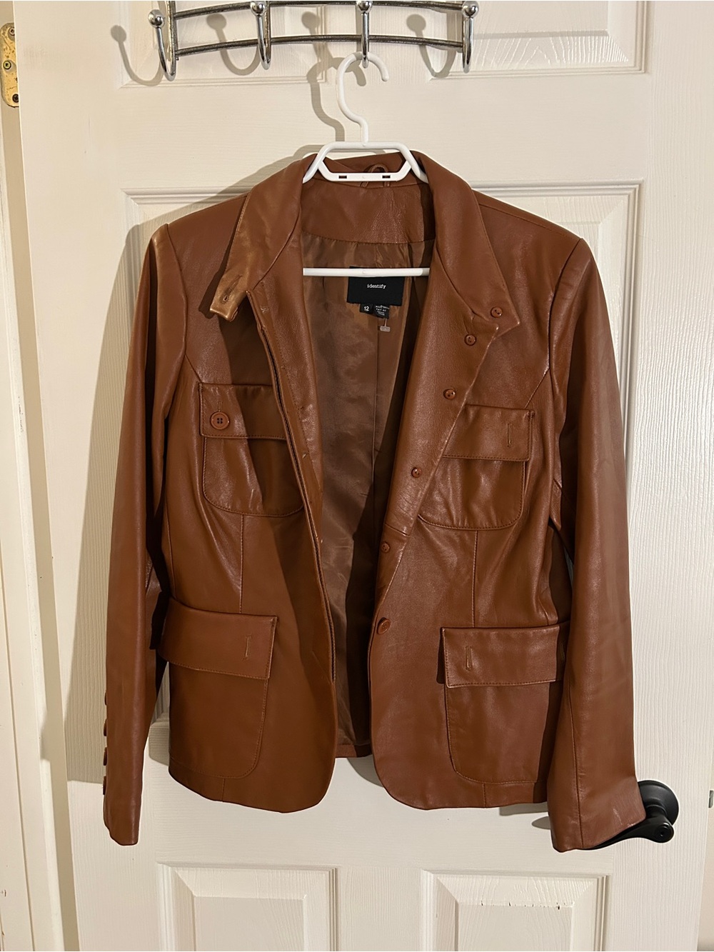 Identify Women’s Brown Leather Blazer Jacket